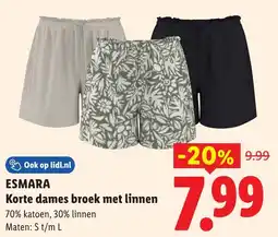 Lidl Esmara korte dames broek met linnen aanbieding