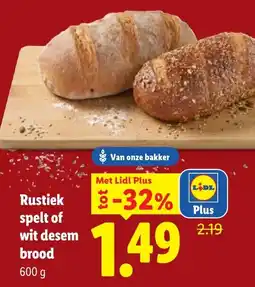 Lidl Rustiek spelt of wit desem brood aanbieding