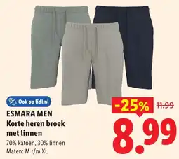 Lidl Esmara Men Korte heren broek met linnen aanbieding