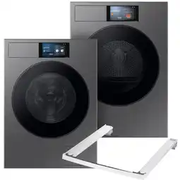 MediaMarkt Samsung Wasmachine Wf90f09c4su3 Bespoke 9000-serie + Samsung Droger Dv90f09f4su3 Stapelkit Bundel aanbieding