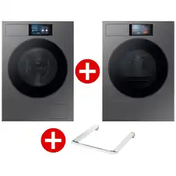 MediaMarkt Samsung Wasmachine Wf90f09c4su3 Bespoke 9000-serie + Samsung Droger Dv90f09f4su3 Stapelkit Bundel aanbieding