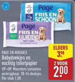 ALDI Page en huggies babydoekjes en vochtig toiletpapier aanbieding