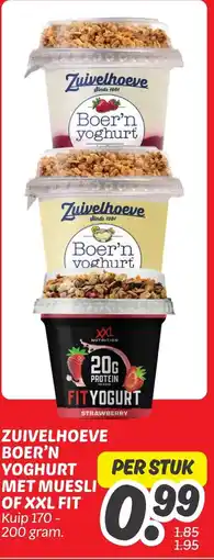 Dekamarkt Zuivelhoeve boer'n yoghurt met muesli of xxl fit aanbieding
