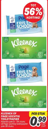 Dekamarkt Kleenex of page vochtig toiletpapier aanbieding