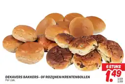Dekamarkt Dekavers bakkers of rozijnen/krentenbollen aanbieding