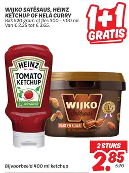 Dekamarkt Wijko satésaus, heinz ketchup of hela curry aanbieding