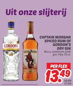 Dekamarkt Captain morgan spiced rum of gordon's dry gin aanbieding