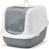 Bol.com Savic Nestor Jumbo - Kattenbak XL - Inklapbare Voorkant - Grijs/Wit - 66,5 x 48,5 x 46,5 cm aanbieding