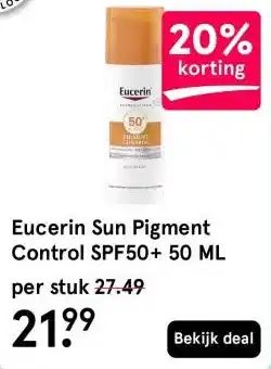 Etos Eucerin Sun Pigment Control SPF50+ 50 ML aanbieding