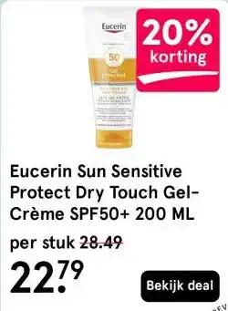 Etos Eucerin Sun Sensitive Protect Dry Touch Gel-Crème SPF50+ 200 ML aanbieding