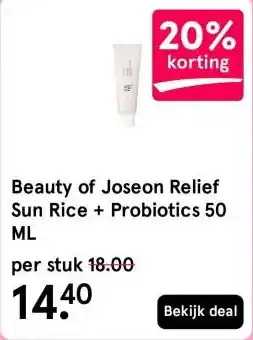 Etos Beauty of Joseon Relief Sun Rice + Probiotics 50 ML aanbieding
