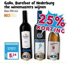 Boon`s Markt Gallo, Barefoot of Nederburg the winemasters wijnen aanbieding