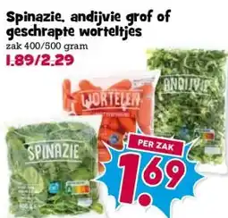 Boon`s Markt Spinazie, andijvie grof of geschrapte worteltjes aanbieding