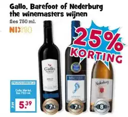 Boon`s Markt Gallo, Barefoot of Nederburg the winemasters wijnen aanbieding