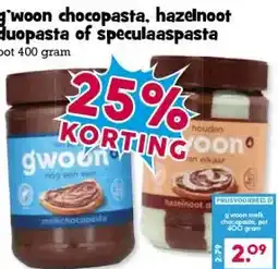 Boon`s Markt g'woon chocopasta, hazelnoot duopasta of speculaaspasta aanbieding