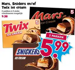Boon`s Markt Mars, Snickers en/of Twix ice cream aanbieding