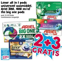 Boon`s Markt Lenor all in I pods universeel wasmiddel, Ariel 3INI, 4INI en/of the big one pods aanbieding