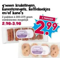 Boon`s Markt g'woon krakelingen. kaneelstengels, koffiekoekjes en/of kano's aanbieding