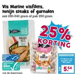 Boon`s Markt Vis Marine visfilets. tonijn steaks of garnalen aanbieding