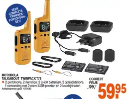 Correct MOTOROLA TALKABOUT TWINPACK T72 aanbieding