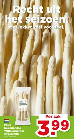 PLUS Plus nederlandse witte asperges ongeschild aanbieding