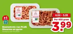 PLUS Boerentrots van plus shoarma en gyros aanbieding