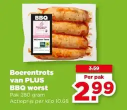 PLUS Boerentrots van plus bbq worst aanbieding
