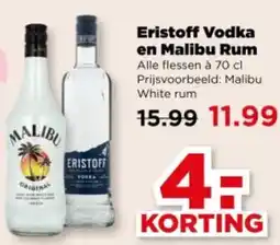 PLUS Eristoff vodka en malibu rum aanbieding