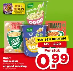 PLUS Knorr cup a soup en good snacking aanbieding