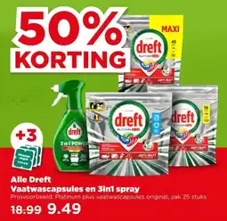 PLUS Alle dreft vaatwascapsules en 3in1 spray aanbieding