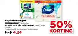 PLUS Nalys vochtvangers keukenpapier en soft hybride toiletpapier aanbieding