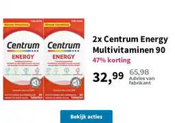 Plein.nl 2x Centrum Energy Multivitaminen 90 aanbieding