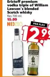 Coop Eristoff premium vodka triple of William Lawson's blended Scotch whisky aanbieding