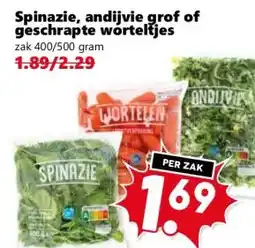 Coop Spinazie, andijvie grof of geschrapte worteltjes aanbieding