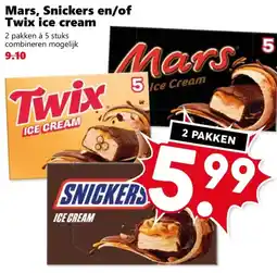 Coop Mars, Snickers en/of Twix ice cream aanbieding