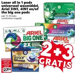 Coop Lenor all in 1 pods universeel wasmiddel, Ariel 3IN1, 4IN1 en/of the big one pods aanbieding