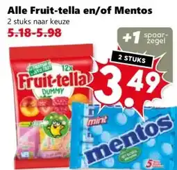 Coop Alle Fruit-tella en/of Mentos aanbieding