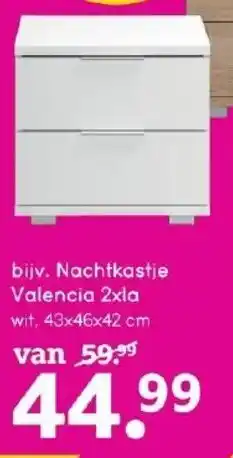 Leen Bakker bijv. Nachtkastje Valencia 2xla 43x46x42cm aanbieding