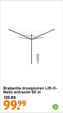 GAMMA Brabantia droogmolen Lift-O-Matic antraciet 50 m aanbieding