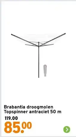 GAMMA Brabantia droogmolen Topspinner antraciet 50 m aanbieding
