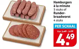 Hoogvliet Hamburgers à la minute Runder braadworst aanbieding