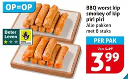 Hoogvliet BBQ worst kip smokey of kip piri piri aanbieding