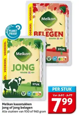 Hoogvliet Melkan kaasstukken jong of jong belegen aanbieding
