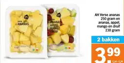 Albert Heijn AH Verse ananas en ananas, appel, mango en druif aanbieding