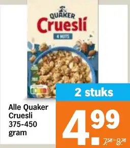 Albert Heijn Alle Quaker Cruesli aanbieding