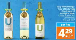 Albert Heijn Sol y Nieve Verdejo Viura of Undurraga Chardonnay of Sauvignon Blanc aanbieding