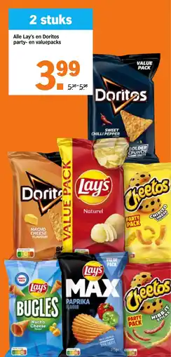Albert Heijn Alle Lay's en Doritos party en valuepacks aanbieding