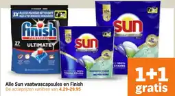 Albert Heijn Alle Sun vaatwascapsules en Finish aanbieding