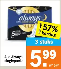 Albert Heijn Alle Always singlepacks aanbieding