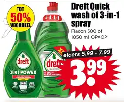 Dirk Dreft Quick Wash of 3-in-1 Spray aanbieding